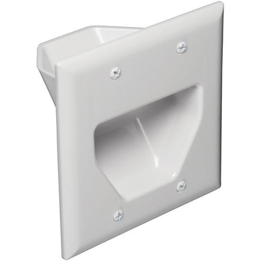 Datacomm Electronics 45-0002-wh 2-gang Recessed Cable Plate (white)