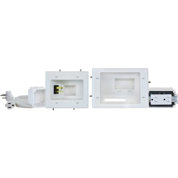 Datacomm Electronics 45-0024-wh Recessed Pro-power Kit With Straight Blade Inlet