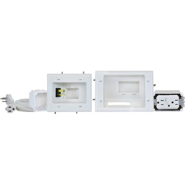 Datacomm Electronics 45-0028-wh Recessed Pro-power Kit With Straight Blade Inlet (includes Duplex