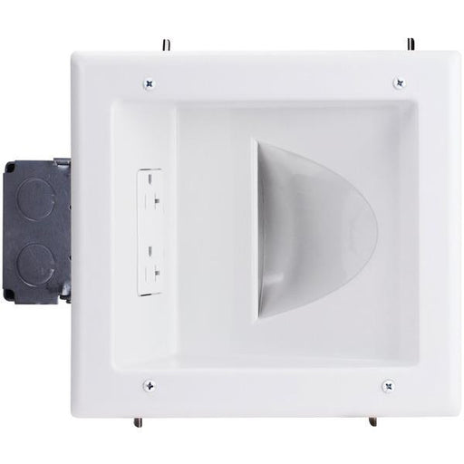 Datacomm Electronics 45-0032-wh Recessed Low-voltage Media Plate With 20a Duplex Receptacle