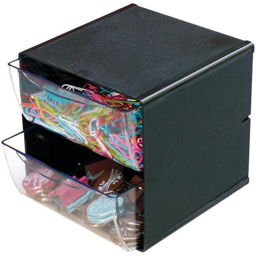 Deflecto 350104 Cube With 2 Drawers (black)