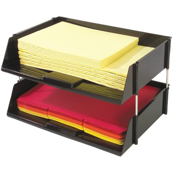 Deflecto 582704 Industrial Tray Side-load Stacking Tray With Risers, 2 Pk