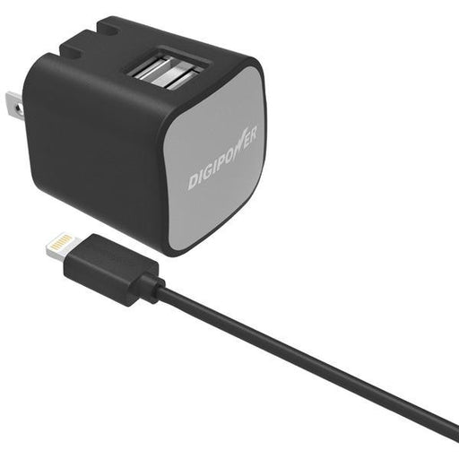 Digipower Is-ac2dl Instasense(tm) 2.4-amp Dual Usb Wall Charger With 5ft Lightning(tm) Cable