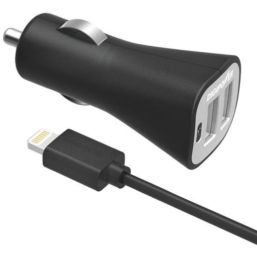 Digipower Is-pc2dl Instasense(tm) 2.4-amp Dual Usb Car Charger With 5ft Lightning(tm) Cable