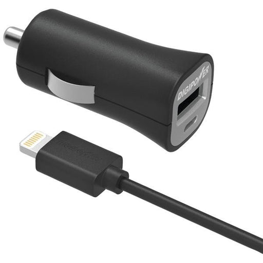 Digipower Is-pc2l Instasense(tm) 2.4-amp Single Usb Car Charger With 5ft Lightning(tm) Cable