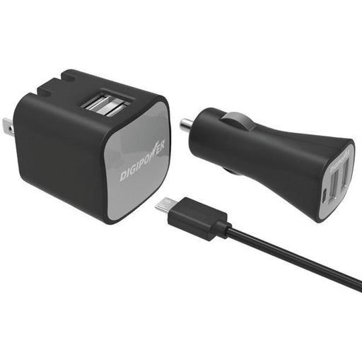 Digipower Is-pk2dm Instasense(tm) 2.4-amp Dual-port Usb Car Charger & 2.4-amp Dual-port Usb Wall C