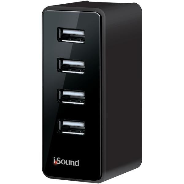 Isound Isound-2152 4-port 2.1-amp Rubberized Usb Wall Charger Pro (black)