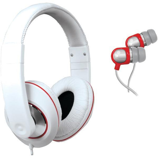 Isound Dghp-4005 2-in-1 Sound Kit Dj-style Headphones & Earbuds (white)