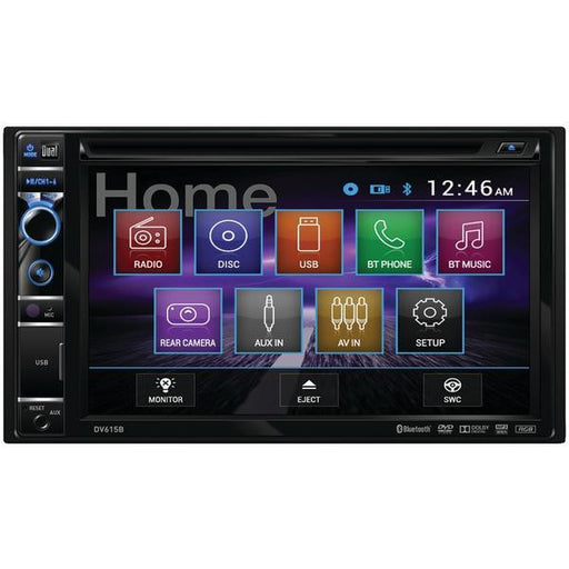 DUAL DV615B 6.2" Double-DIN In-Dash DVD Receiver with Built-in Bluetooth(R)