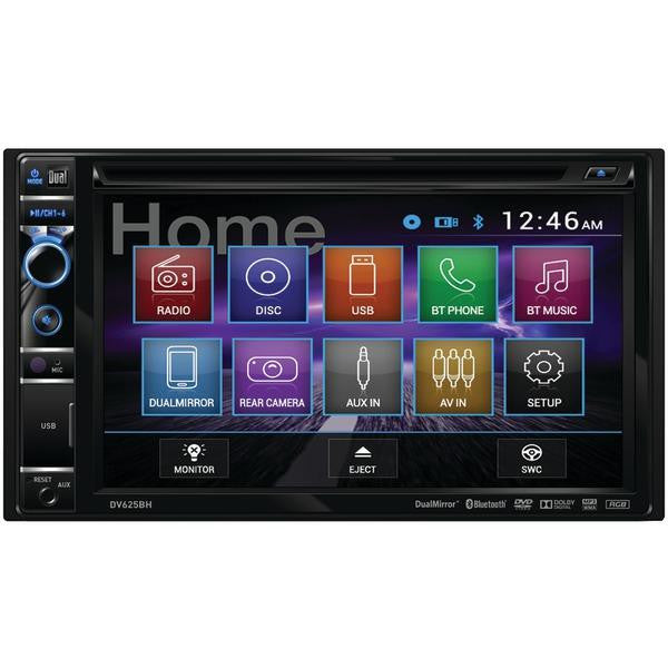 DUAL DV625BH 6.2" Double-DIN In-Dash DVD Receiver with Built-In Bluetooth(R) & HDMI(R) Input