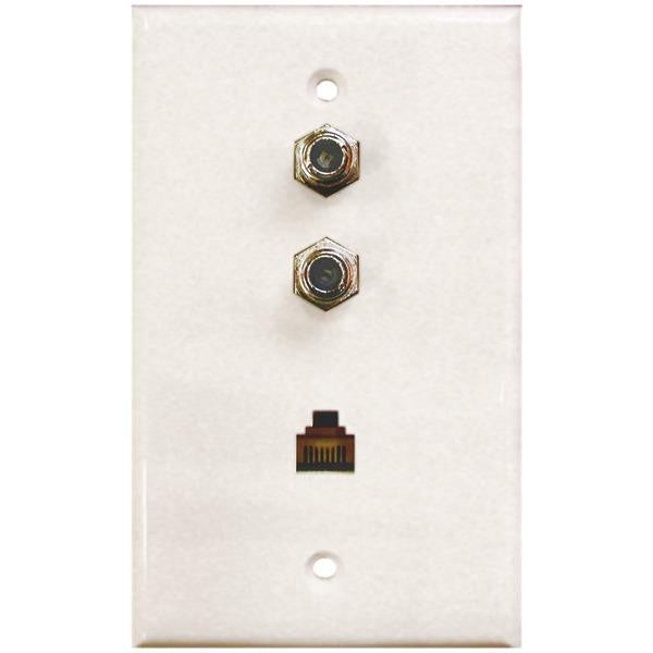 Eagle Aspen 500189 Wall Plate With Dual F-81 Connectors & Phone Jack