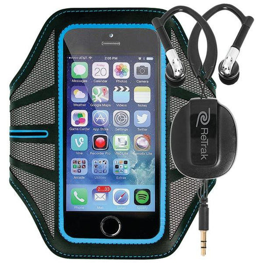 RETRAK ETARMSBU iPhone(R) 5s-Samsung(R) Galaxy S(R) III Medium Sports Armband with Retractable Earwraps (Blue)