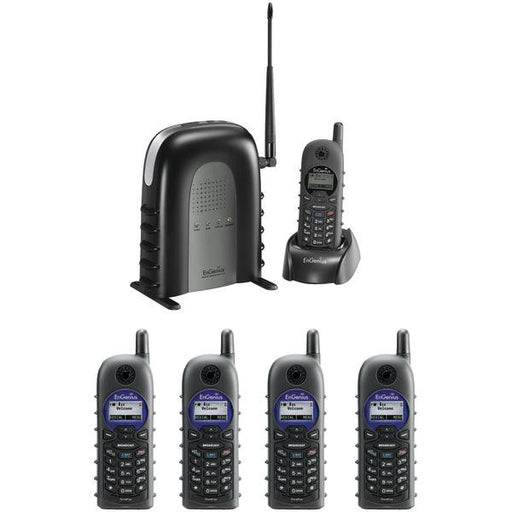 Engenius Durafon1xpidw 900mhz Long-range Cordless Phone System With Base Handset & Four 2-way Radi