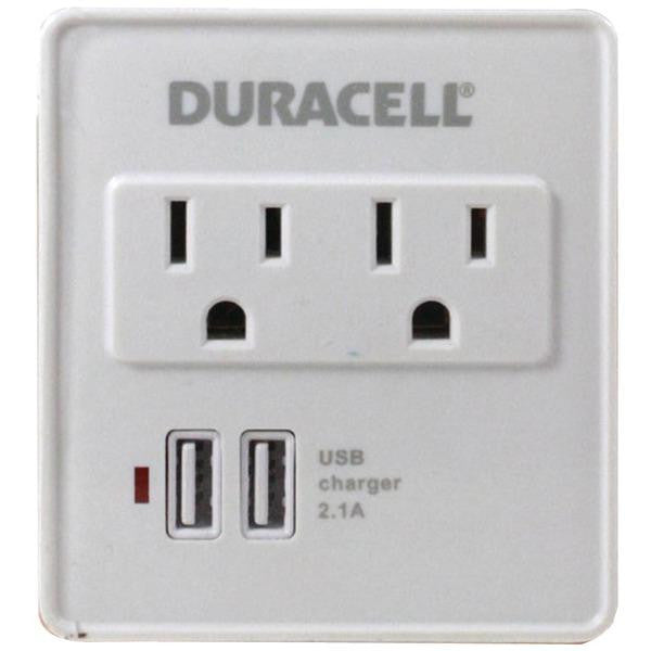 Duracell Du6207 2-outlet Surge Protector With 2 Usb Outlets (white)