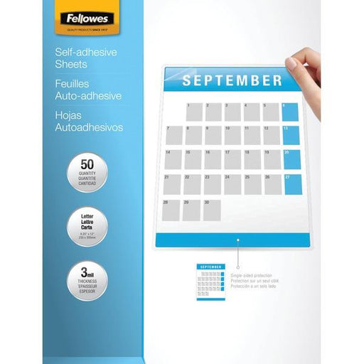 Fellowes 5221502 9" X 12" Self-adhesive Laminating Sheets, 50 Pk