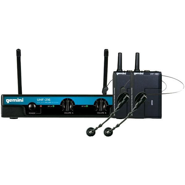 Gemini Uhf-216hl Dual-channel Wireless Microphone System (includes 2 Headset Microphones With 2 Be