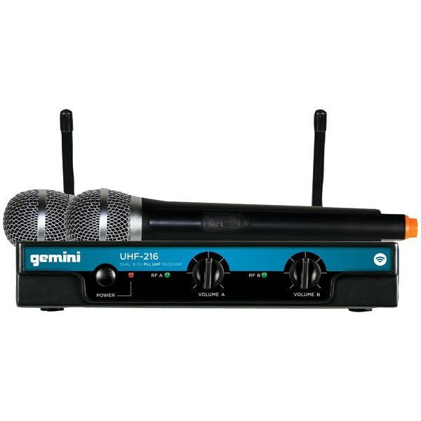 Gemini Uhf-216m Dual-channel Wireless Microphone System (includes 2 Handheld Transmitters)