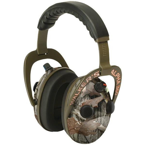 Walkers Game Ear Gwp-am360nxt Alpha Power Muff Quad 360 Camo Headphones With Microphone