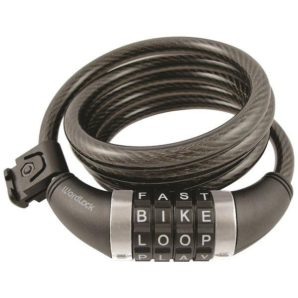 WORDLOCK CL-411-BK Combination Resettable Cable Lock