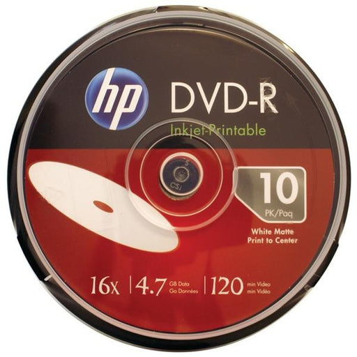 Hp Dm16wjh010cb 4.7gb 16x Printable Dvd-rs, 10-ct Cake Box Spindle