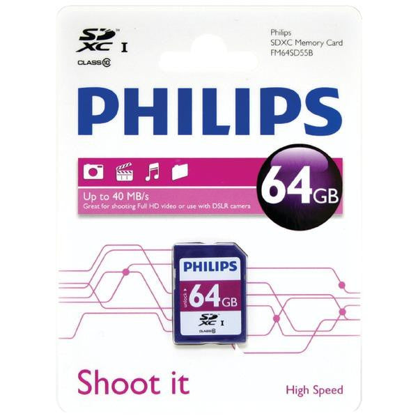 PHILIPS FM64SD55B-27 Class 10 64GB SDXC(TM) Card