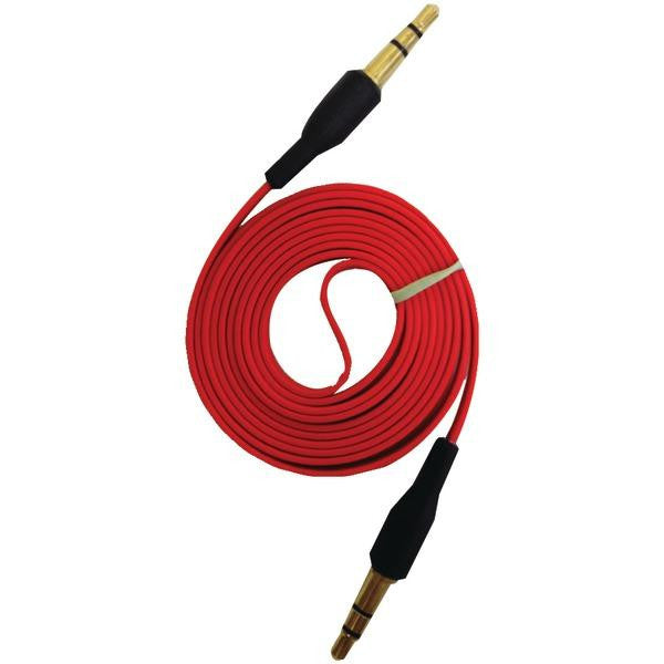 Iessentials Ie-aux-rd 3.3ft, 3.5mm Flat Auxiliary Cable (red)