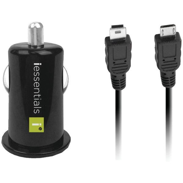 Iessentials Ie-pcp-2c Usb Car Charger With Micro & Mini Cables