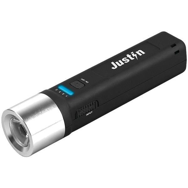 INNOVATIVE JF-460-2600 2,600mAh Justin Black LED Flashlight Power Bank