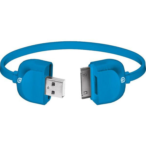 UBER 13166 Lock & Go Bracelet-Style 30-Pin Charge & Sync Cable, 7" (Blue)