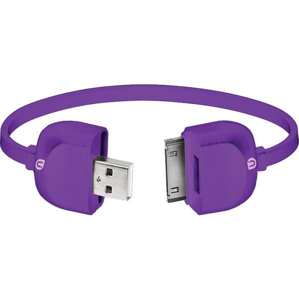 UBER 13167 Lock & Go Bracelet-Style 30-Pin Charge & Sync Cable, 7" (Purple)