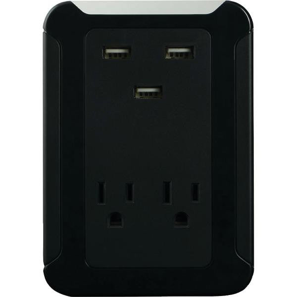 GE 13461 2-Outlet Charging Station with 3 USB Ports