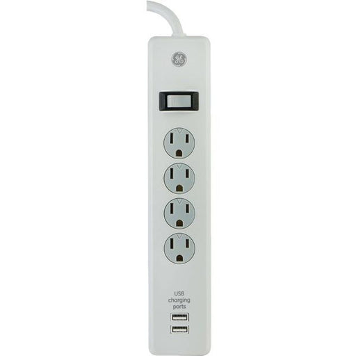 GE 13477 4-Outlet Surge Protector with 2 USB Ports (White)