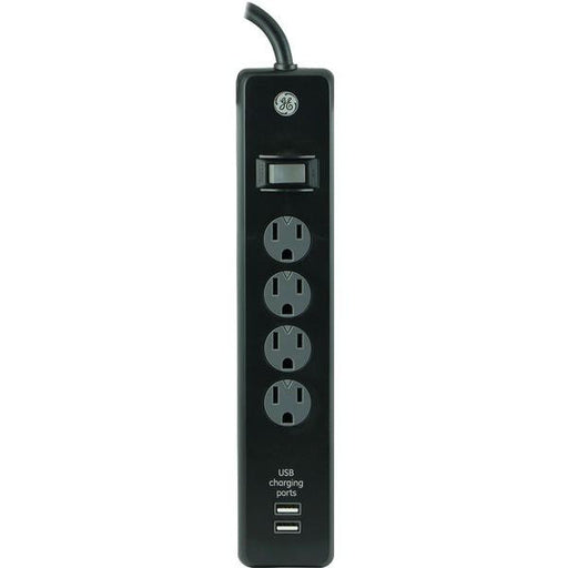 GE 13478 4-Outlet Surge Protector with 2 USB Ports (Black)