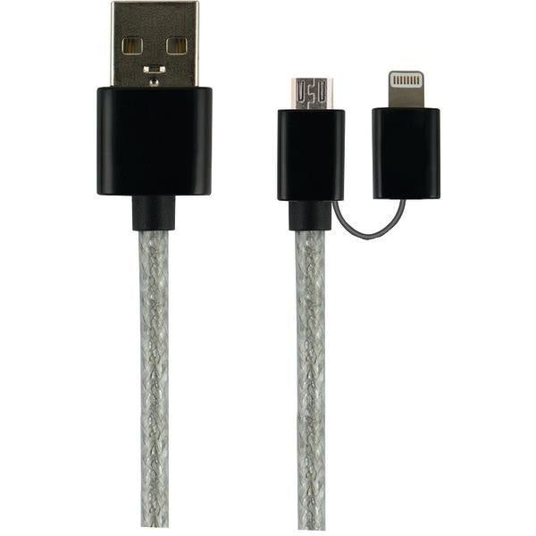 GE 13671 2-in-1 Micro USB Cable with Lightning(TM) Adapter, 3ft