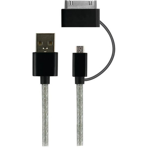 GE 13678 2-in-1 Micro USB Cable with 30-Pin Adapter, 3ft