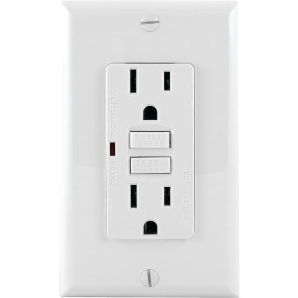 GE 17818 Tamper-Resistant GFCI Receptacle (White)