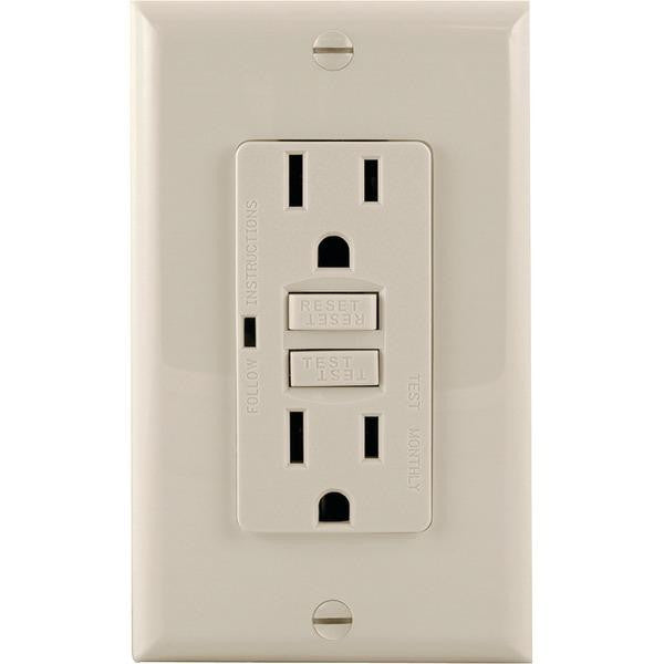 GE 17819 GFCI Receptacle (Light Almond)