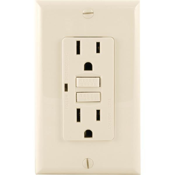 GE 17821 Tamper-Resistant GFCI Receptacle (Light Almond)