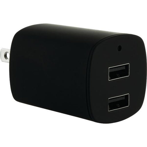 GE 94325 2.1-Amp Dual-Port USB Wall Charger with Folding Prongs (Black)