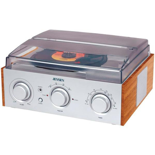 Jensen Jta-220 Stereo 3-speed Turntable With Am-fm Receiver & 2 Built-in Speakers