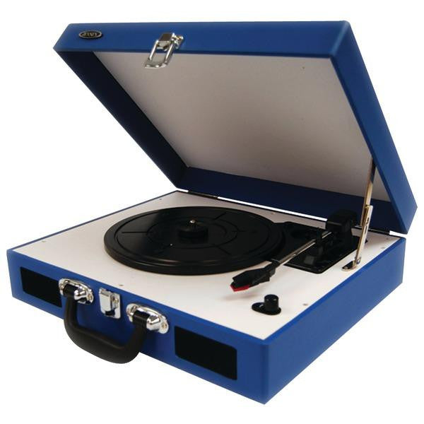 Jensen Jta-410-bl Portable 3-speed Stereo Turntable With Built-in Speakers (blue)