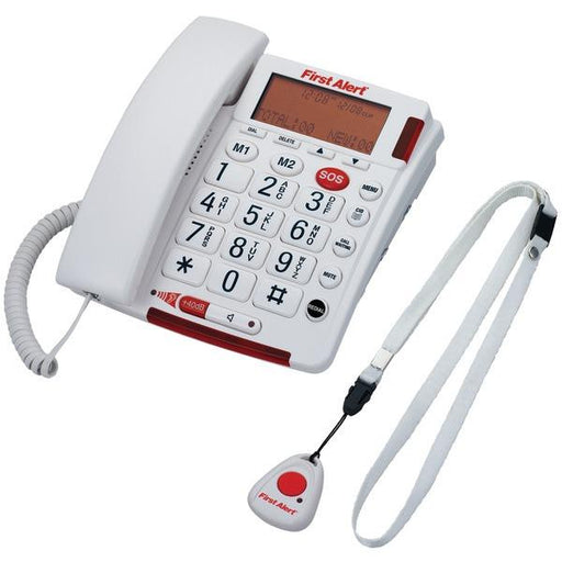 First Alert Sfa3800 Big Button Corded Telephone With Emergency Key & Remote Pendant