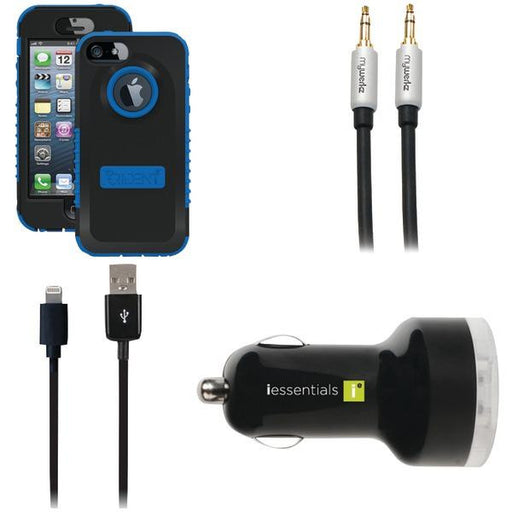 Trident Ip5 Case (blue) With Iessentials Lighting Cbl, Charger, And Audio Cbl