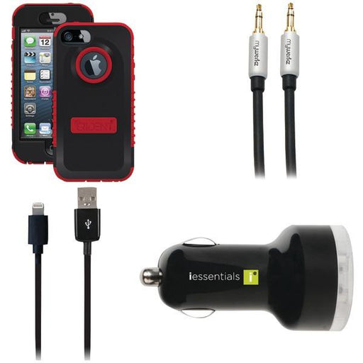 Trident Ip5 Case (red) With Iessentials Lighting Cbl, Charger, And Audio Cbl