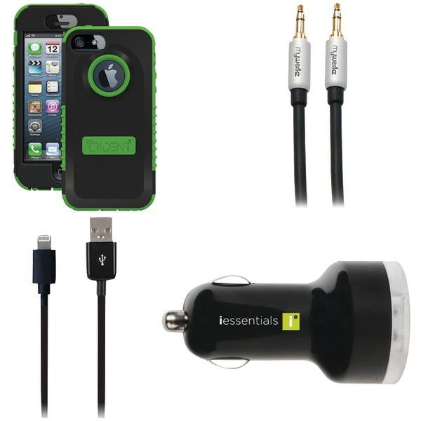 Trident Ip5 Case (green) With Iessentials Lighting Cbl, Charger, And Audio Cbl