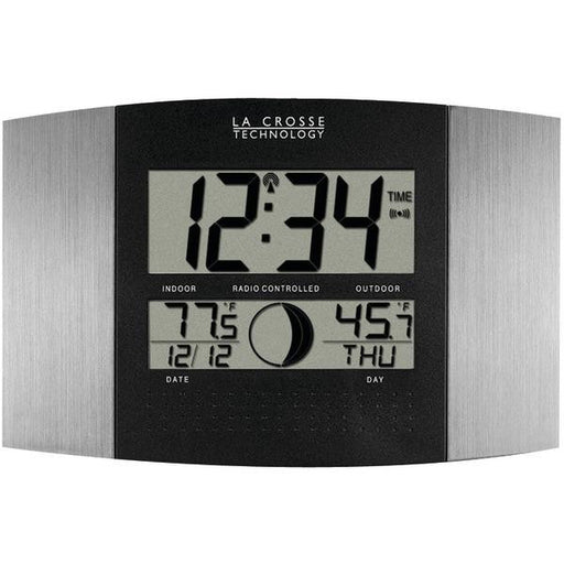 La Crosse Technology Ws-8117u-it-al Digital Atomic Clock With Outdoor Temperature (brushed Steel F