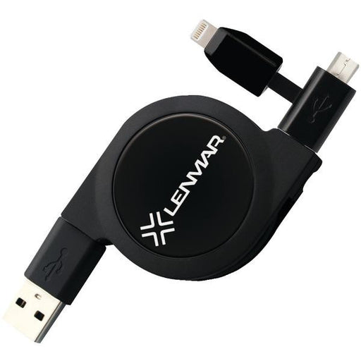 Lenmar Cartlmk 2-in-1 Retractable Usb To Micro-lightning(tm) Cable (black)