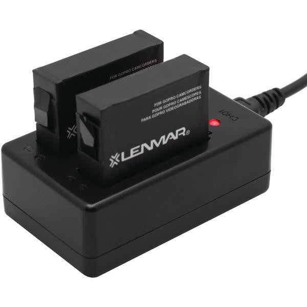 LENMAR CWGP4X2 GoPro(R) HERO(R)4 Dual Battery Charger with 2 Batteries