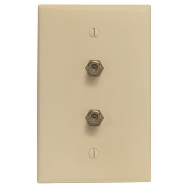 Leviton 40982-i F-connector Wallplate (duplex; Ivory)