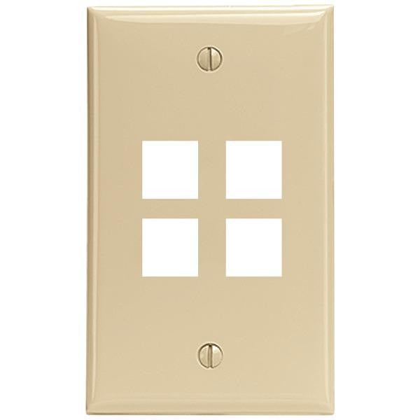 Leviton 41080-4ip Quickport(r) Wall Plate (4 Port; Ivory)